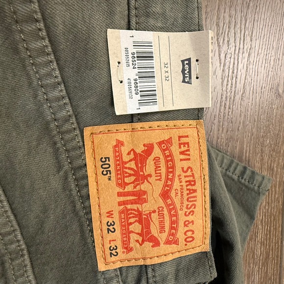 Levi's Men's 505 Straight Leg Jeans Olive Green 32x32 New with Tags Classic - Picture 2 of 13